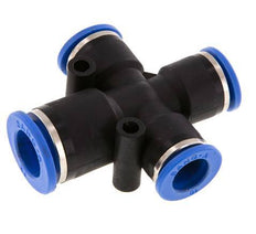 10mm x 12mm Cross Push-in Fitting PA 66 NBR 3 Outlets