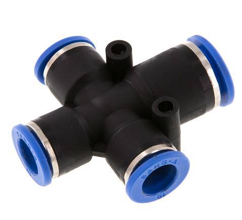 10mm x 12mm Cross Push-in Fitting PA 66 NBR 3 Outlets