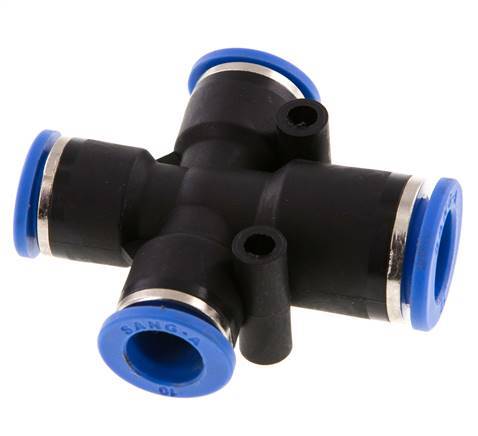 10mm x 12mm Cross Push-in Fitting PA 66 NBR 3 Outlets