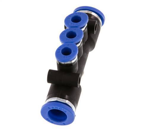4mm x 8mm 3-way Manifold Push-in Fitting Brass/PA 66 NBR
