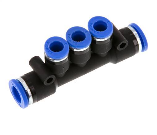 6mm x 8mm 3-way Manifold Push-in Fitting Brass/PA 66 NBR
