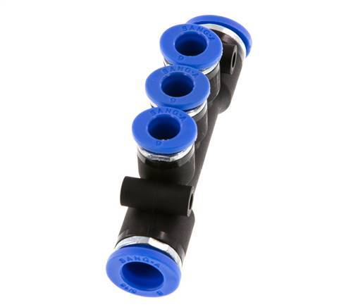 6mm x 8mm 3-way Manifold Push-in Fitting Brass/PA 66 NBR