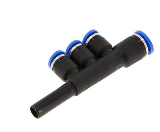 6mm x 8mm x 8mm 3-way Manifold Push-in Fitting with Plug-in Brass/PA 66 NBR