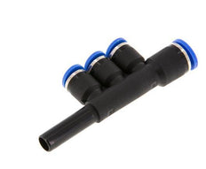 6mm x 8mm x 8mm 3-way Manifold Push-in Fitting with Plug-in Brass/PA 66 NBR