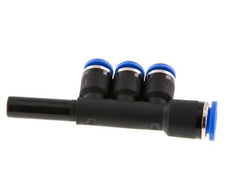 6mm x 8mm x 8mm 3-way Manifold Push-in Fitting with Plug-in Brass/PA 66 NBR