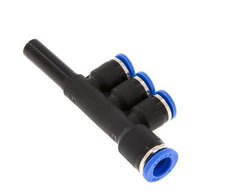 6mm x 8mm x 8mm 3-way Manifold Push-in Fitting with Plug-in Brass/PA 66 NBR