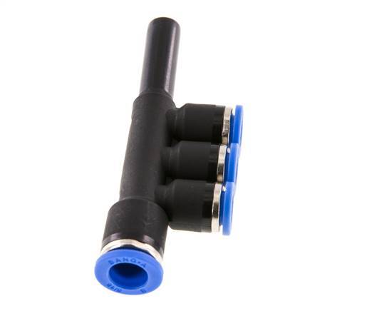 6mm x 8mm x 8mm 3-way Manifold Push-in Fitting with Plug-in Brass/PA 66 NBR