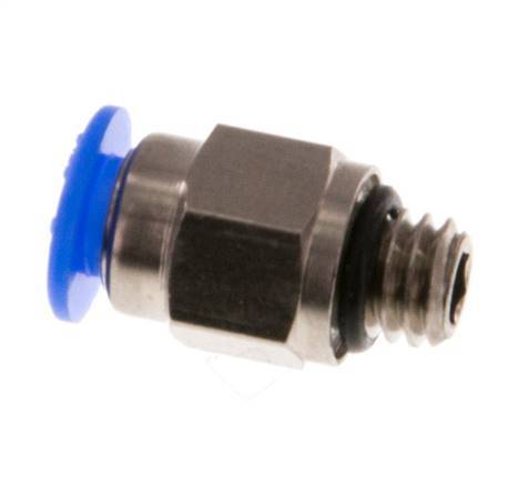 4mm x M 6 Push-in Fitting with Male Threads Brass/POM NBR Compact Design [2 Pieces]