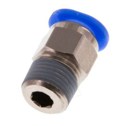 6mm x R1/8'' Push-in Fitting with Male Threads Brass/POM NBR Compact Design [5 Pieces]