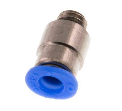 4mm x M 6 Push-in Fitting with Male Threads Brass/POM NBR Inner Hexagon Compact Design [2 Pieces]