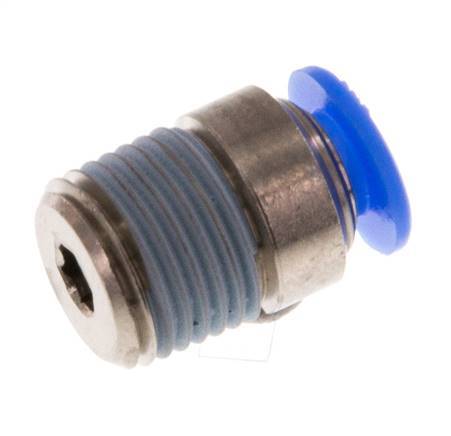 4mm x R1/8'' Push-in Fitting with Male Threads Brass/POM NBR Inner Hexagon Compact Design [5 Pieces]