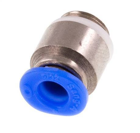 4mm x M 8 x 0.75 Push-in Fitting with Male Threads Brass/POM NBR Inner Hexagon Compact Design [5 Pieces]