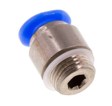 4mm x M 8 x 0.75 Push-in Fitting with Male Threads Brass/POM NBR Inner Hexagon Compact Design [5 Pieces]