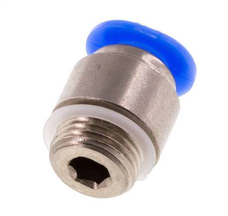 4mm x M 8 x 0.75 Push-in Fitting with Male Threads Brass/POM NBR Inner Hexagon Compact Design [5 Pieces]