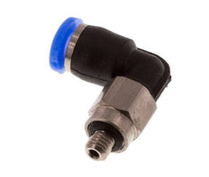 3mm x M 3 90deg Elbow Push-in Fitting with Male Threads Steel/PBT NBR Short Sleeve Rotatable Compact Design [2 Pieces]