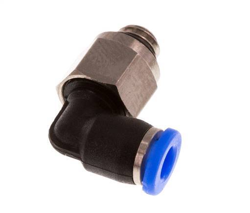 3mm x M 5 90deg Elbow Push-in Fitting with Male Threads Brass/PBT NBR Short Sleeve Rotatable Compact Design [2 Pieces]