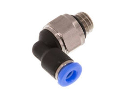 3mm x M 6 90deg Elbow Push-in Fitting with Male Threads Brass/PBT NBR Short Sleeve Rotatable Compact Design [2 Pieces]