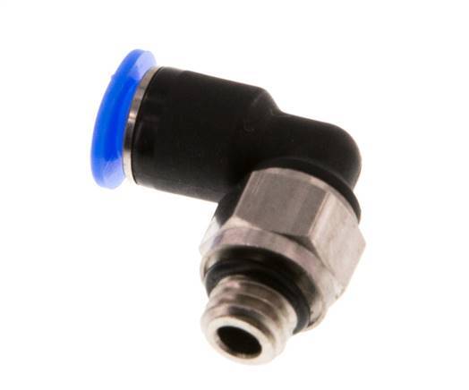 4mm x M 6 90deg Elbow Push-in Fitting with Male Threads Brass/PBT NBR Short Sleeve Rotatable Compact Design [2 Pieces]