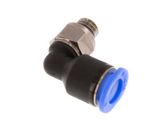 6mm x M 6 90deg Elbow Push-in Fitting with Male Threads Brass/PBT NBR Short Sleeve Rotatable Compact Design [2 Pieces]