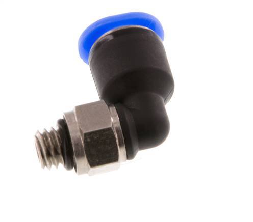 6mm x M 6 90deg Elbow Push-in Fitting with Male Threads Brass/PBT NBR Short Sleeve Rotatable Compact Design [2 Pieces]