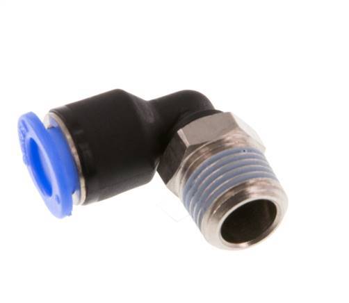 6mm x R1/8'' 90deg Elbow Push-in Fitting with Male Threads Brass/PBT NBR Short Sleeve Rotatable Compact Design [2 Pieces]