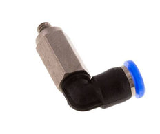 3mm x M 3 90deg Elbow Push-in Fitting with Male Threads Steel/PBT NBR Long Sleeve Rotatable Compact Design