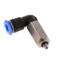4mm x M 3 90deg Elbow Push-in Fitting with Male Threads Steel/PBT NBR Long Sleeve Rotatable Compact Design