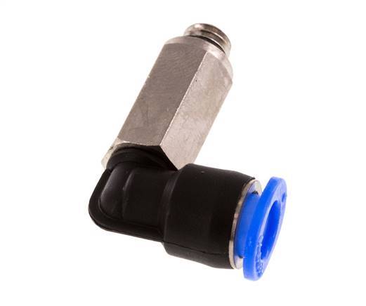 6mm x M 6 90deg Elbow Push-in Fitting with Male Threads Brass/PBT NBR Long Sleeve Rotatable Compact Design [2 Pieces]