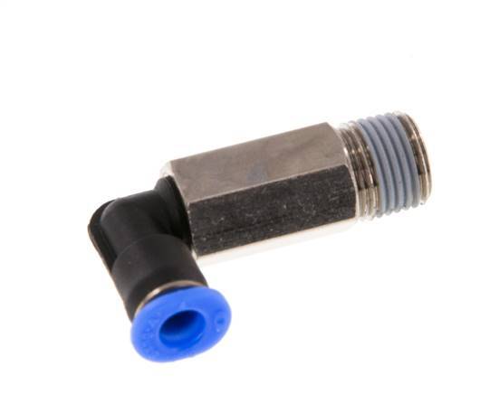 4mm x R1/8'' 90deg Elbow Push-in Fitting with Male Threads Brass/PBT NBR Long Sleeve Rotatable Compact Design [2 Pieces]