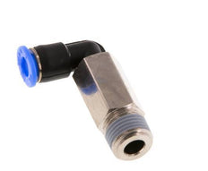 4mm x R1/8'' 90deg Elbow Push-in Fitting with Male Threads Brass/PBT NBR Long Sleeve Rotatable Compact Design [2 Pieces]