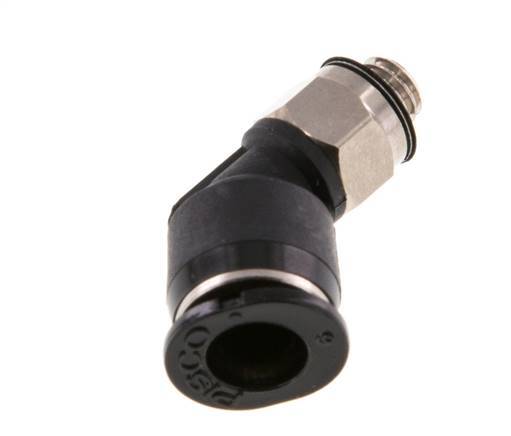 6mm x M 5 45deg Elbow Push-in Fitting with Male Threads Brass/PBT NBR Compact Design