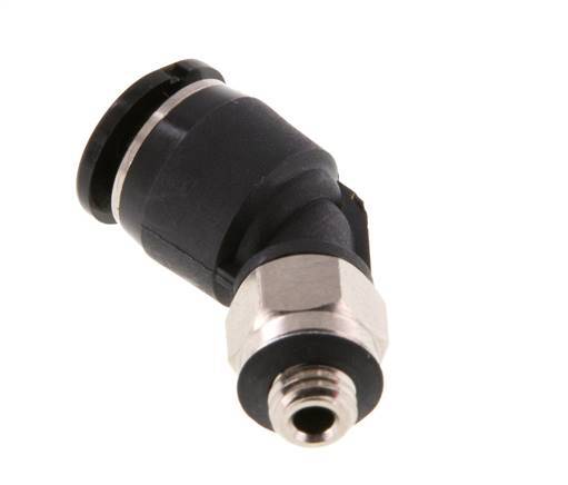6mm x M 5 45deg Elbow Push-in Fitting with Male Threads Brass/PBT NBR Compact Design