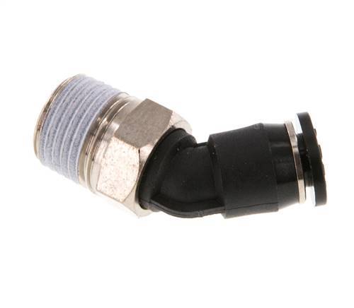 4mm x R1/8'' 45deg Elbow Push-in Fitting with Male Threads Brass/PBT NBR Compact Design