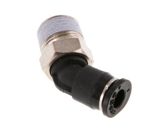 4mm x R1/8'' 45deg Elbow Push-in Fitting with Male Threads Brass/PBT NBR Compact Design