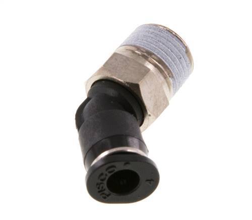 4mm x R1/8'' 45deg Elbow Push-in Fitting with Male Threads Brass/PBT NBR Compact Design