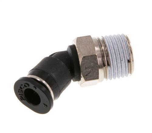 4mm x R1/8'' 45deg Elbow Push-in Fitting with Male Threads Brass/PBT NBR Compact Design