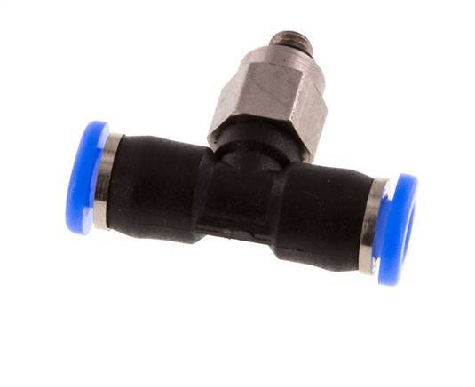 3mm x M 3 Inline Tee Push-in Fitting with Male Threads Steel/PBT NBR Rotatable Compact Design [2 Pieces]