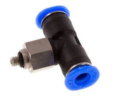 4mm x M 3 Inline Tee Push-in Fitting with Male Threads Steel/PBT NBR Rotatable Compact Design [2 Pieces]