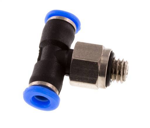 3mm x M 5 Inline Tee Push-in Fitting with Male Threads Brass/PBT NBR Rotatable Compact Design [2 Pieces]