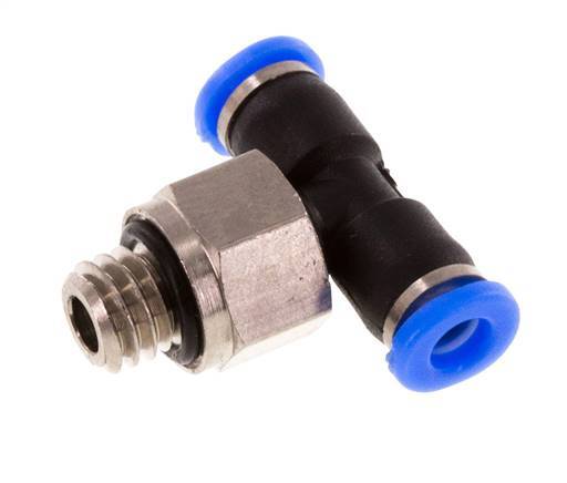 3mm x M 6 Inline Tee Push-in Fitting with Male Threads Brass/PBT NBR Rotatable Compact Design [2 Pieces]