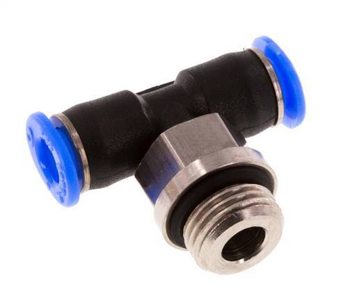 4mm x G1/8'' Inline Tee Push-in Fitting with Male Threads Brass/PBT NBR Rotatable Compact Design [2 Pieces]
