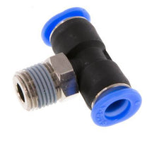 6mm x R1/8'' Inline Tee Push-in Fitting with Male Threads Brass/PBT NBR Rotatable Compact Design [2 Pieces]