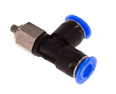 4mm x M 3 Right Angle Tee Push-in Fitting with Male Threads Steel/PBT NBR Rotatable Compact Design [2 Pieces]