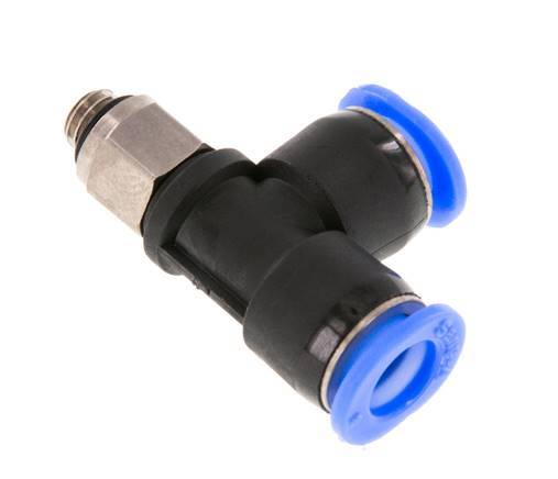 6mm x M 5 Right Angle Tee Push-in Fitting with Male Threads Brass/PBT NBR Rotatable Compact Design [2 Pieces]