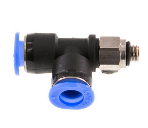 6mm x M 5 Right Angle Tee Push-in Fitting with Male Threads Brass/PBT NBR Rotatable Compact Design [2 Pieces]