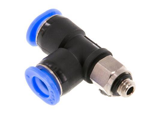 6mm x M 5 Right Angle Tee Push-in Fitting with Male Threads Brass/PBT NBR Rotatable Compact Design [2 Pieces]