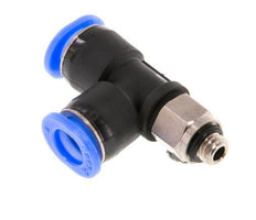 6mm x M 5 Right Angle Tee Push-in Fitting with Male Threads Brass/PBT NBR Rotatable Compact Design [2 Pieces]