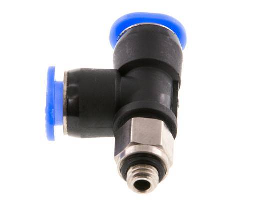 6mm x M 5 Right Angle Tee Push-in Fitting with Male Threads Brass/PBT NBR Rotatable Compact Design [2 Pieces]