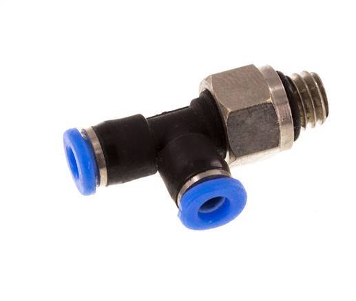 3mm x M 6 Right Angle Tee Push-in Fitting with Male Threads Brass/PBT NBR Rotatable Compact Design [2 Pieces]