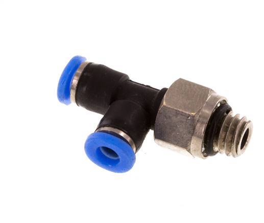 3mm x M 6 Right Angle Tee Push-in Fitting with Male Threads Brass/PBT NBR Rotatable Compact Design [2 Pieces]